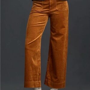 Maeve at Anthropologie The Colette Wide-Leg Corduroy Pants in Burnt Orange 30
